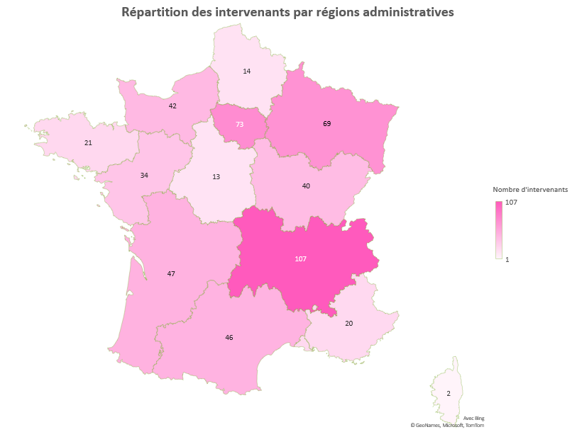 Répartition géographique des intervenants au 19 juillet 2024